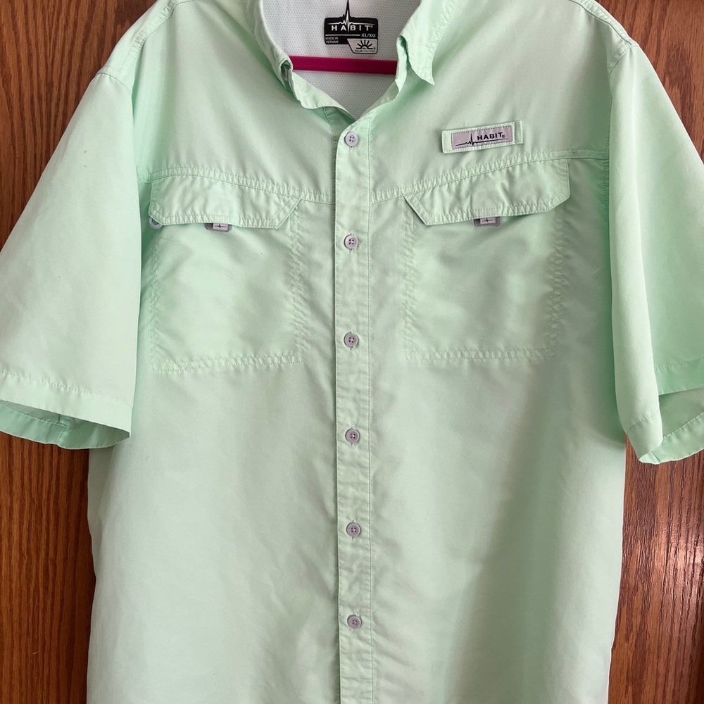 Habit 40+ solar factor mint fishing Green Casual Button Down Shirt